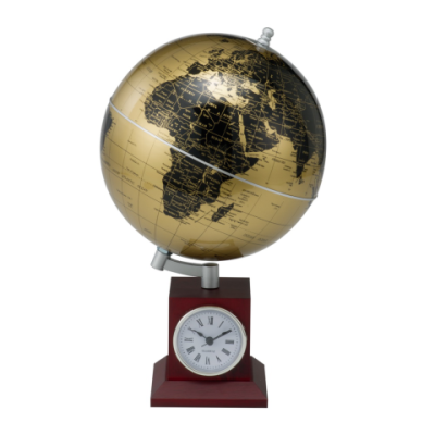 Глобус GOLD на дерев'яній підставці з годинником - 3385XJU Bestar