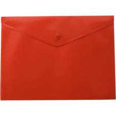 Папка-конверт, на кнопке, А5, матовый полупрозр.пластик, красная