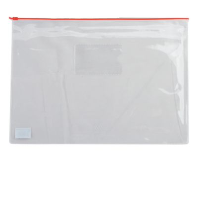 Папка - конверт на молнии zip-lock, А5, глянцевый прозрачный пластик, красная молния - BM.3947-05 Buromax