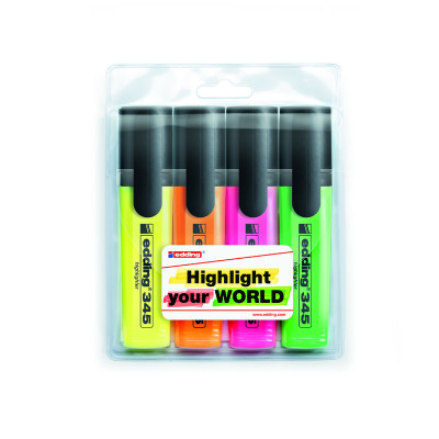 Маркер Highlighter e-345 набір 4 шт. (блістер PVC) - e-345/4/SE Edding