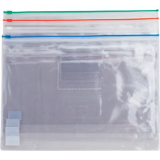 Папка - конверт на молнии zip-lock, А4, глянцевый прозрачный пластик, цветная, ассорти