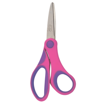 Ножиці дитячі 126мм, пластикові ручки з гумов. вставками, рожевий - ZB.5005-10 ZiBi