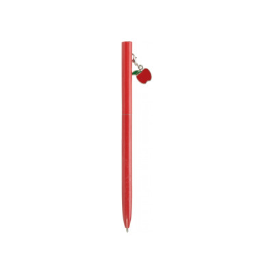 Ручка металева червона з брелоком "Яблучко", пише синім - MX16334 Maxi