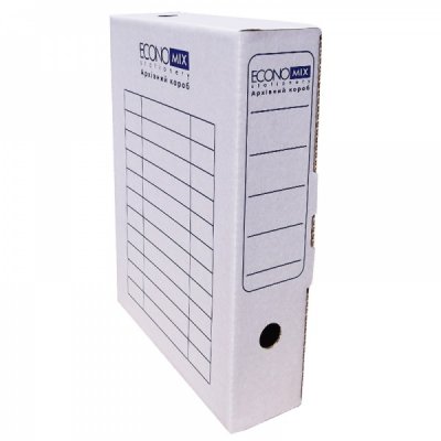 Короб архівний картонний 80 мм Economix, білий - E32701-14 Economix
