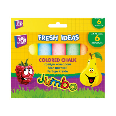 Крейда кольорова JUMBO 6 шт. в картонній упаковці з підвісом - CF02632 COOLFORSCHOOL