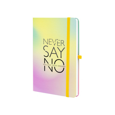 Ділова нотатник NEVER SAY NO, A5, тверда паперова обкладинка, гумка, білий блок лінія