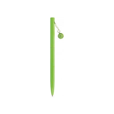 Ручка металева зелена із сяючим брелоком, вкритим кристалами, пише синім - MX16353 Maxi