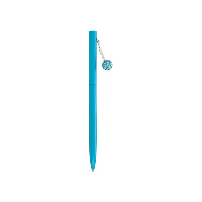 Ручка металева блакитна із сяючим брелоком, вкритим кристалами, пише синім - MX16352 Maxi