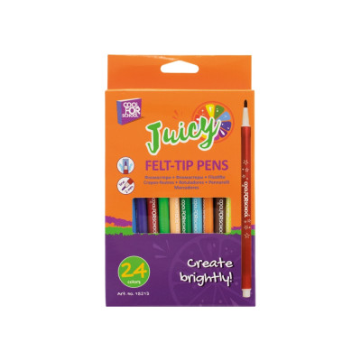 Фломастеры Juicy, 24 цвета, линия 2-3 мм - CF15213 COOLFORSCHOOL