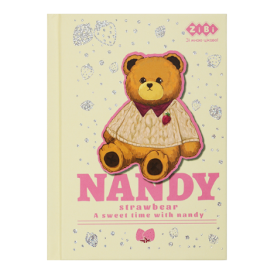 Блокнот BEAR TOY, А6, 64 арк., клітинка, тв. обл., мат. ламін.+лак, ,бежевий, KIDS Line ZB.12721-28