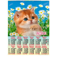 Календарь настенный 2023 А2 А-16 Котик в ромашках