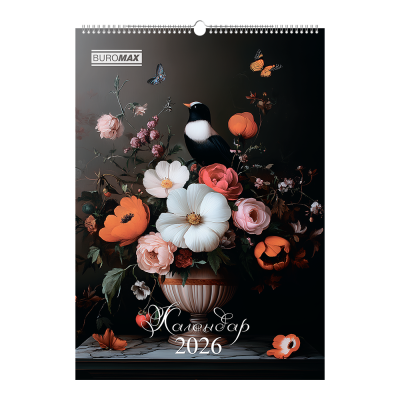 Настінний календар 2026 р., А2, 1 пружина, Flowers and birds