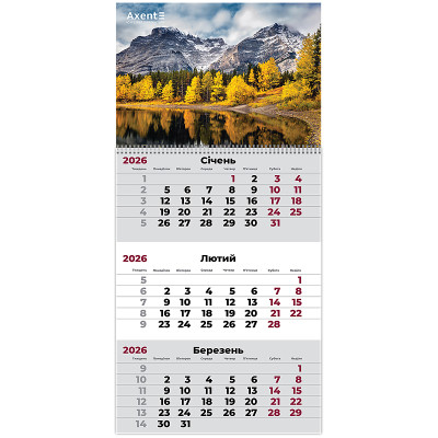 Настінний квартальний календар 2026р, 1 шт., Nature 2