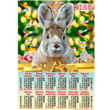 Календар настінний 2023 А2 А-09 Кролик із золотом
