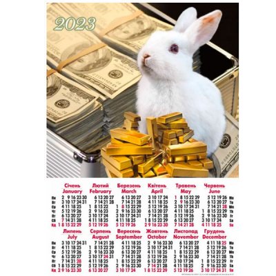 Календар настінний 2023 А2 А-33 Кролик із грошима - 630793 Buromax