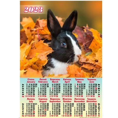 Календар настінний 2023 А2 А-24 Кролик у листі - 630800 Buromax