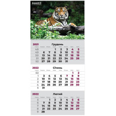 Календарь настенный квартальный 2022г, 1  пружина, Тигр