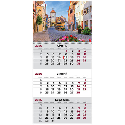 Календар настінний квартальний 2026р, 1 шт., Romantic 2