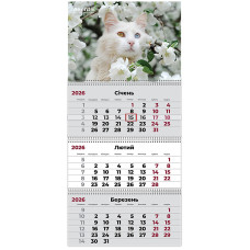 Календар настінний квартальний 2026р, 3 пр., Cats 3