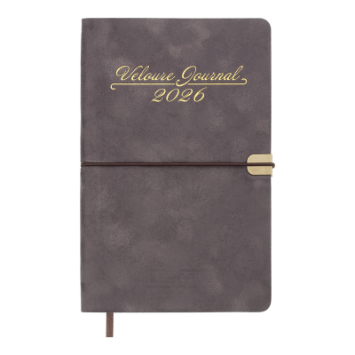 Щотижневик дат. 2026 VELOUR, A5, сірий, штучна шкіра