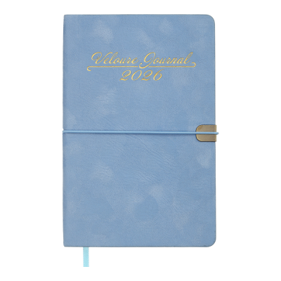 Щотижневик дат. 2026 VELOUR, A5, блакитний, штучна шкіра