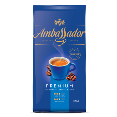 Кава в зернах 1000г*6, пакет, AMBASSADOR PREMIUM (PL) - am.53233 ПРОДУКТЫ ПИТАНИЯ