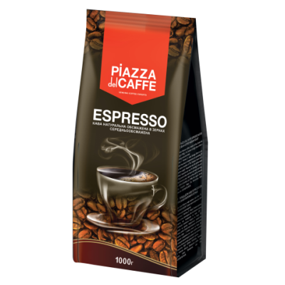 Кава в зернах Piazza del Caffe "Espresso", П'яцца Дель Кафе "Еспресо", середня обсмажування, 1 кг - jr.1099021 Buromax