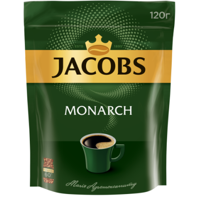 Кофе растворимый Jacobs Monarch, 120г , пакет