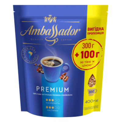 Кава розчинна Ambassador Premium, пакет 400*14 - am.53444 ПРОДУКТЫ ПИТАНИЯ