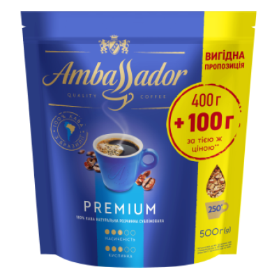 Кава розчинна Ambassador Premium, пакет 500г*14 - am.53445 ПРОДУКТЫ ПИТАНИЯ