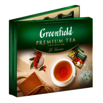 Набор пакетированого чая ассорти. 24 сорта по 4шт, 96 пакетиков, GREENFIELD