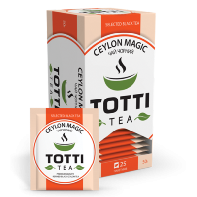 Чай чорний TOTTI Tea «Магія Цейлону», пакетований, 2г*25*32 - tt.51505 ПРОДУКТЫ ПИТАНИЯ