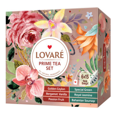 Чай асорті «PRIME TEA SET» 90 пакетиків в індивідуальних конвертах, LOVARE - lv.79914