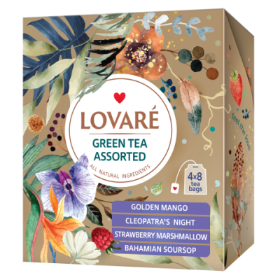 Чай зелений 1.5г*32, пакет, асорті, LOVARE - lv.79655