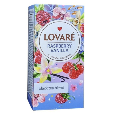 Чай чорний з ароматом ванілі Lovare Raspberry vanilla 24пак х 2г - 26910