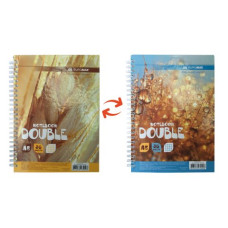 Книга для нотаток DOUBLE А5, 96 арк., пружина, кл., тв. лам. палітурка, жовтий