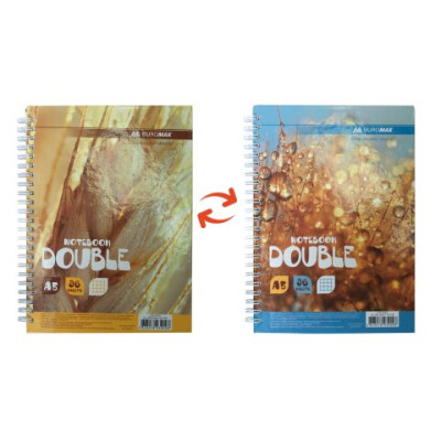 Книга для нотаток DOUBLE А5, 96 арк., пружина, кл., тв. лам. палітурка, жовтий - BM.24571101-08