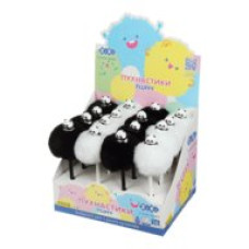 Ручка кулькова, Fluffy black-white Panda, 0,7 мм, синя