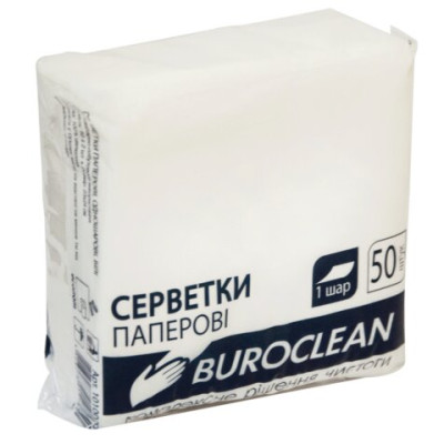 Серветки пап. BuroClean, 240*240, 50шт., в пп упак., білий - 10100202 BUROCLEAN