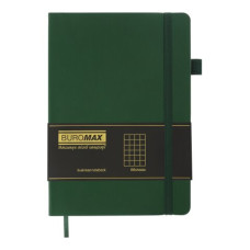 Блокнот діловий BRIEF А5, 96л, клітинка, обкладинка штучна шкіра, зелений