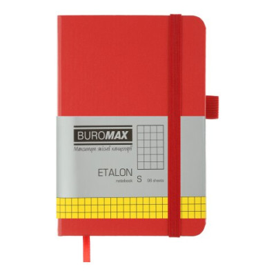 Книга записна ETALON 95*140, 96 арк., клітинка, обкл. штучна шкіра, червоний BM.296160-05