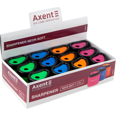 Стругачка з контейнером Axent 1158 Neonl soft 12шт/уп - 24716 Axent
