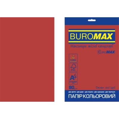 Бумага цветная INTENSIVE, EUROMAX, красная, 20 л., А4, 80 г/м² BM.2721320E-05