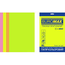 Набір кольорового паперу NEON, EUROMAX, 4 кол., 50 літрів, А4, 80 г/м²