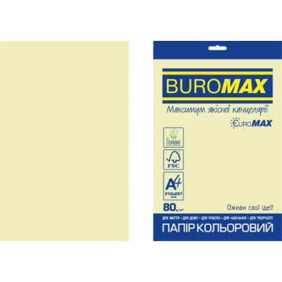 Бумага цветная PASTEL, EUROMAX, бежевая, 20 л., А4, 80 г/м² BM.2721220E-28