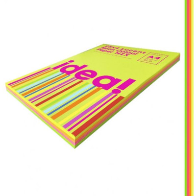 Набір кольорового паперу Neon Colour mix LUCENT 25х4, А4 80 г/м 100 арк.  idea! - 22230 PRO