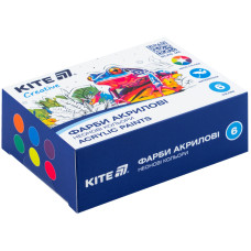 Краски акриловые, 6 неоновых цветов, 20 мл, Kite Creative, 6