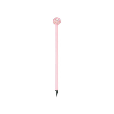 Олівець чорнографітний HB із акриловою сяючою прикрасою, рожевиий корпус - MX14917