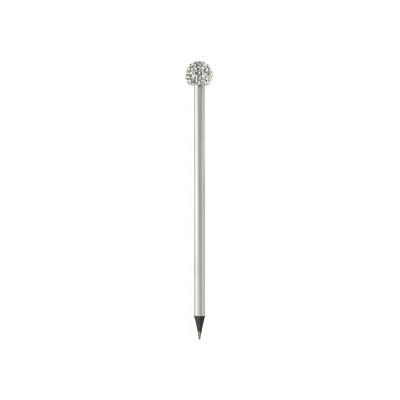 Олівець чорнографітний HB із акриловою сяючою прикрасою, сріблястий корпус - MX14922