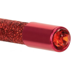 Карандаш чернографитный HB красный с металлическим топом и кристаллом, покрытие из блесток